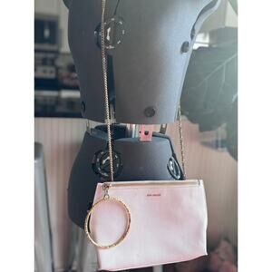 Ted Baker Blush Pink Wristlet Clutch with Gold Ring Detail & Zip Closure